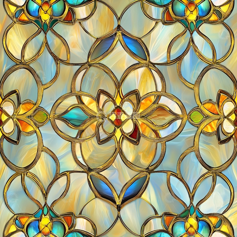 高清大图下载【趣麦麦图】华丽的彩色玻璃花纹图案