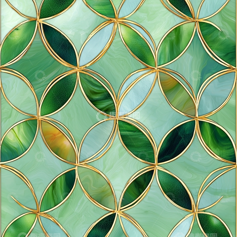 高清大图下载【趣麦麦图】绿色圆形交织的图案