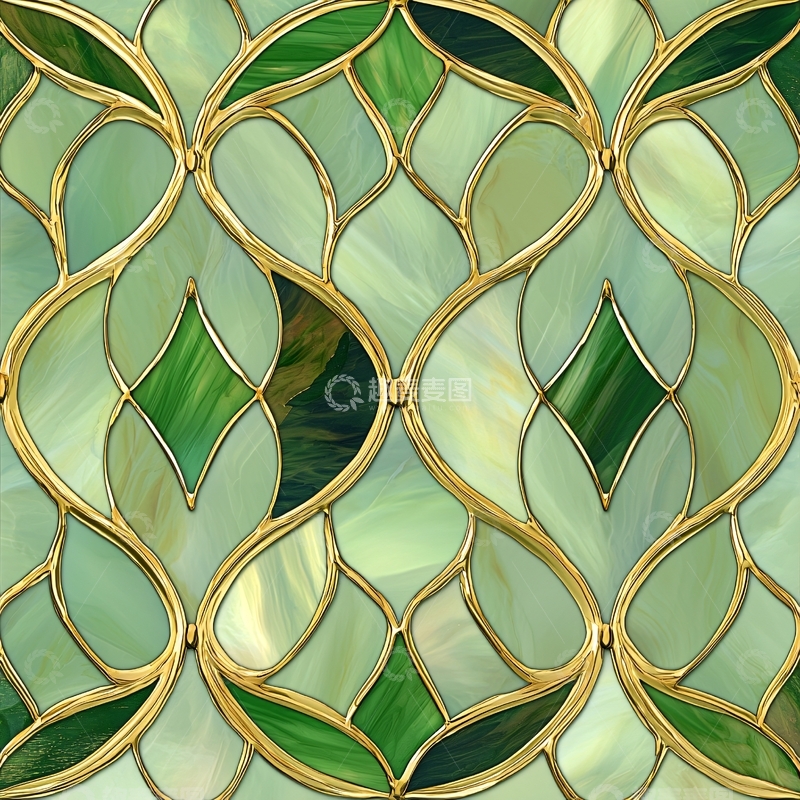 高清大图下载【趣麦麦图】绿色金色玻璃镶嵌图案