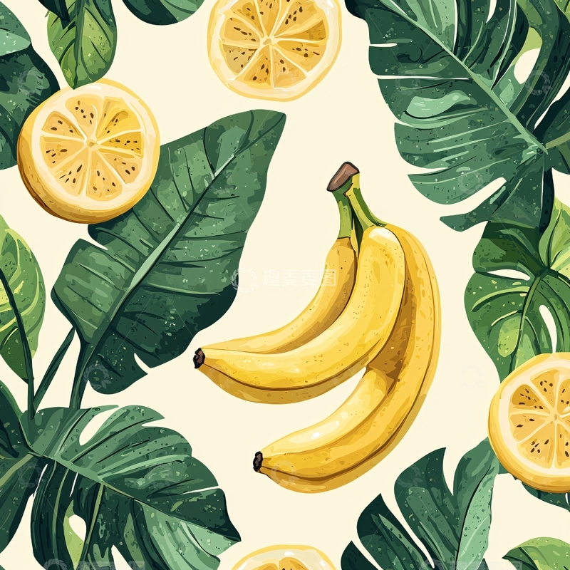 高清大图下载【趣麦麦图】热带水果植物图案
