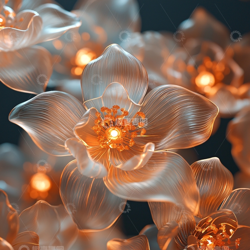 高清大图下载【趣麦麦图】水晶花朵光晕效果