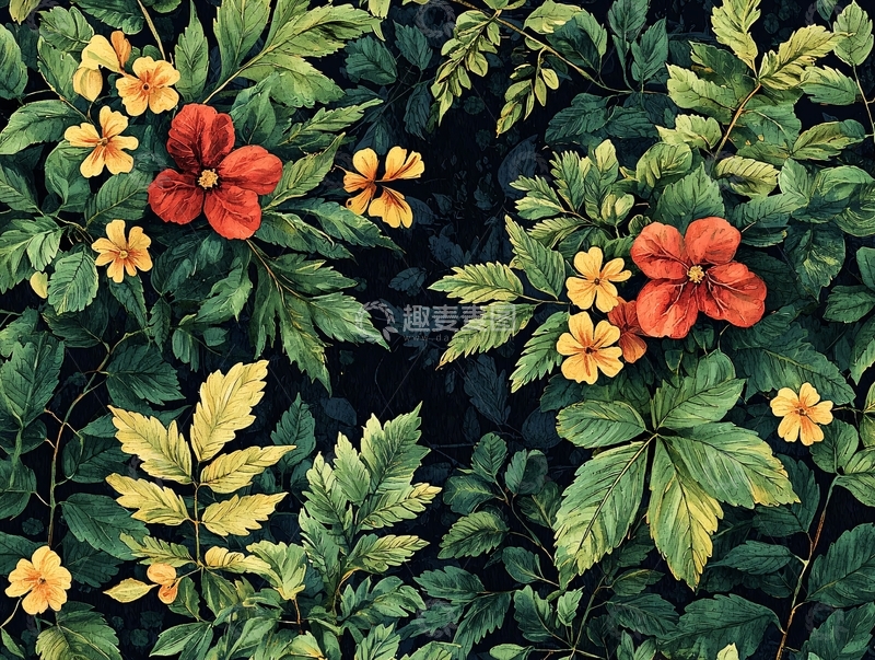 高清大图下载【趣麦麦图】繁茂的叶子和花朵