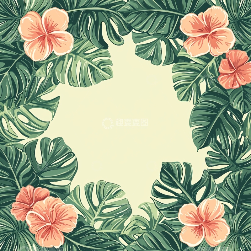 高清大图下载【趣麦麦图】热带植物花卉边框