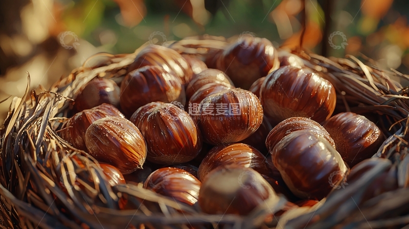 高清大图下载【趣麦麦图】栗子堆在鸟巢里