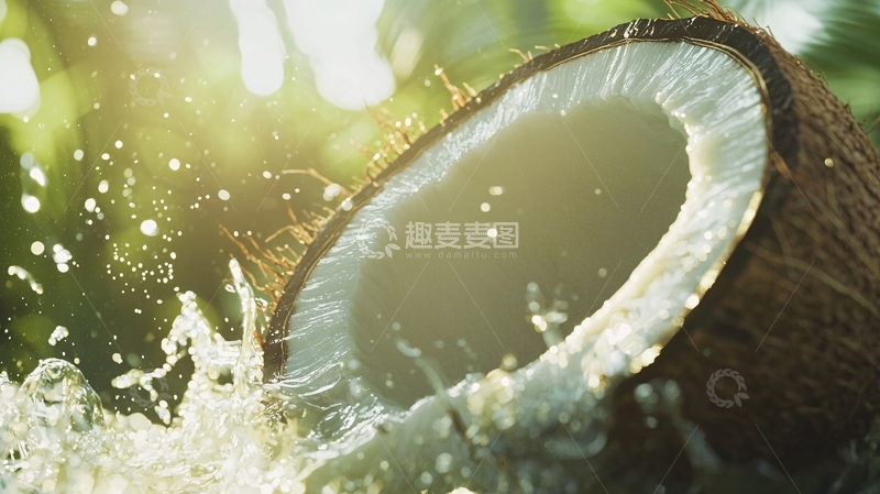 高清大图下载【趣麦麦图】椰子水花飞溅