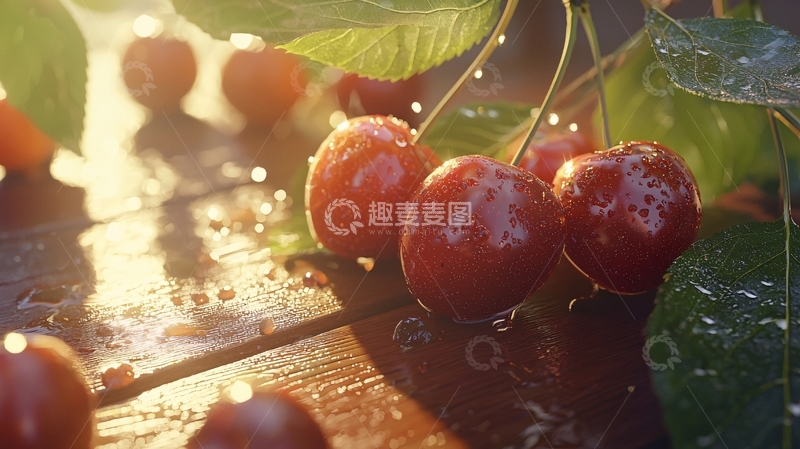 高清大图下载【趣麦麦图】新鲜樱桃在阳光下闪耀