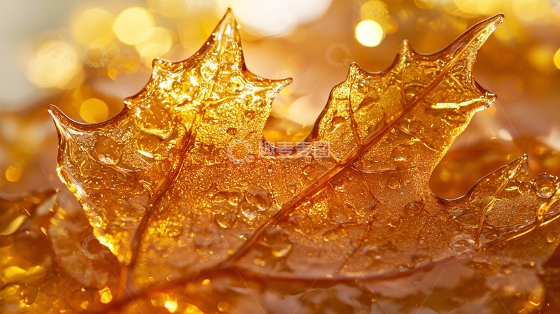 高清大图下载【趣麦麦图】金色透明枫叶