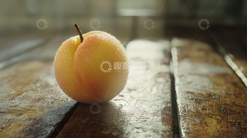 高清大图下载【趣麦麦图】水珠覆盖的成熟杏子