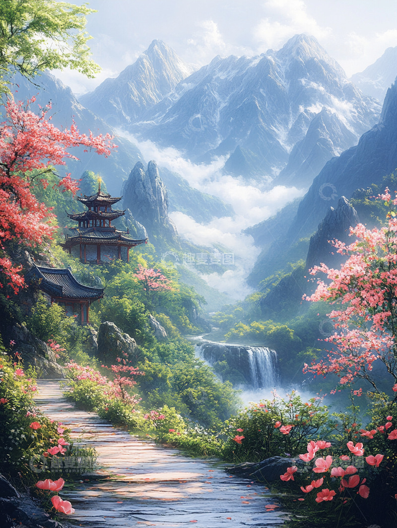 高清大图下载【趣麦麦图】国风插画背景素材47