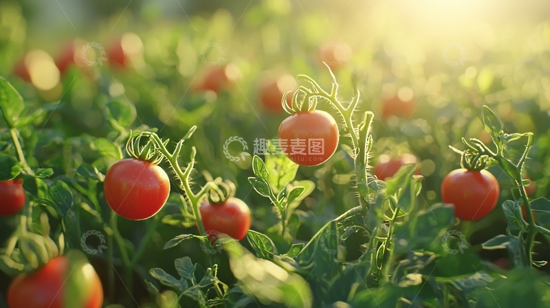 高清大图下载【趣麦麦图】阳光下的小番茄田