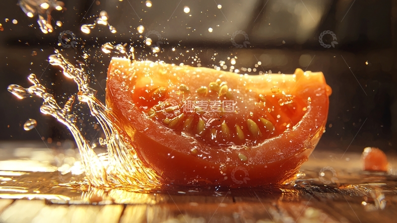 高清大图下载【趣麦麦图】番茄切片溅水