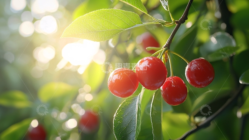 高清大图下载【趣麦麦图】阳光下的红色樱桃