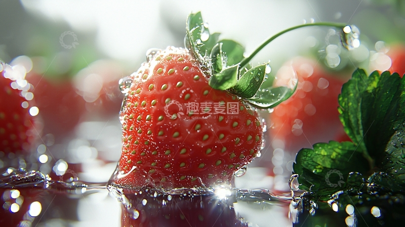高清大图下载【趣麦麦图】水润新鲜草莓特写