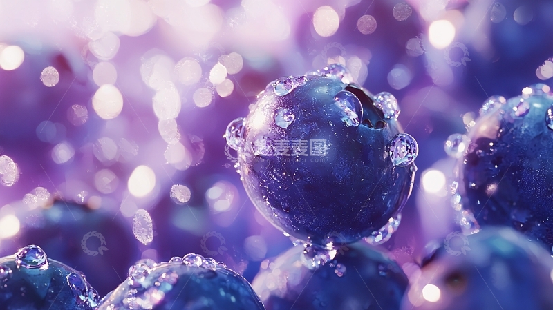 高清大图下载【趣麦麦图】晶莹剔透的蓝莓特写