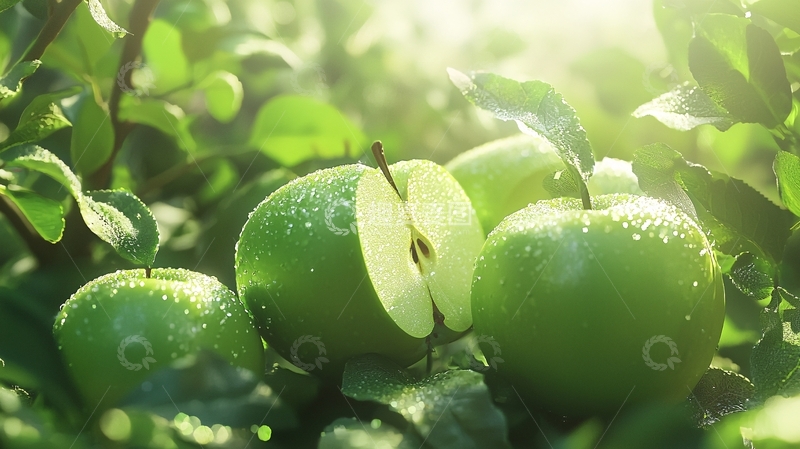 高清大图下载【趣麦麦图】青苹果树上的果实特写