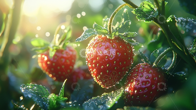 高清大图下载【趣麦麦图】阳光下红彤彤的草莓