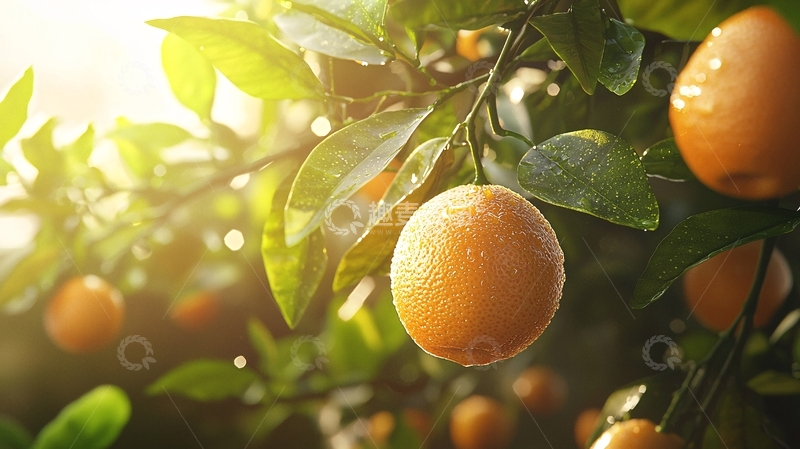 高清大图下载【趣麦麦图】阳光下的成熟橙子