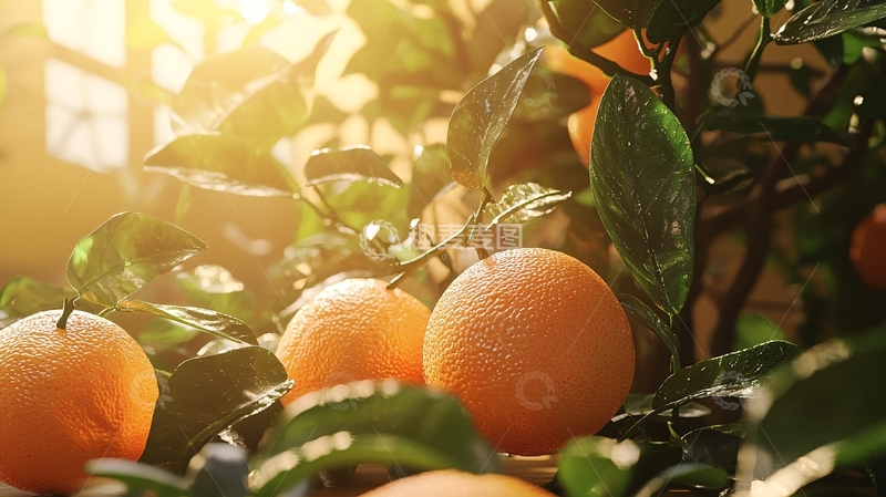 高清大图下载【趣麦麦图】阳光照射下的橘子树