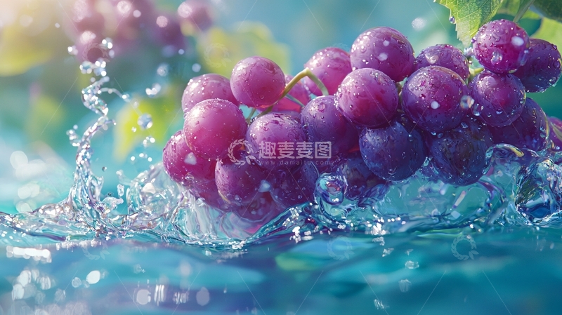 高清大图下载【趣麦麦图】紫葡萄和水花飞溅的瞬间