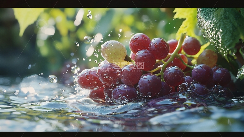 高清大图下载【趣麦麦图】水面上红提晶莹剔透