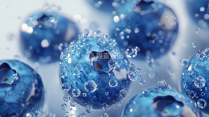 高清大图下载【趣麦麦图】水珠蓝莓特写