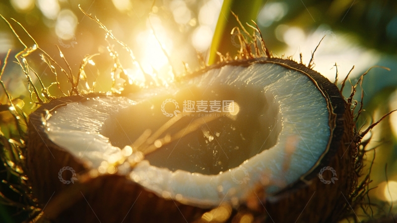 高清大图下载【趣麦麦图】剖开的椰子高清图片