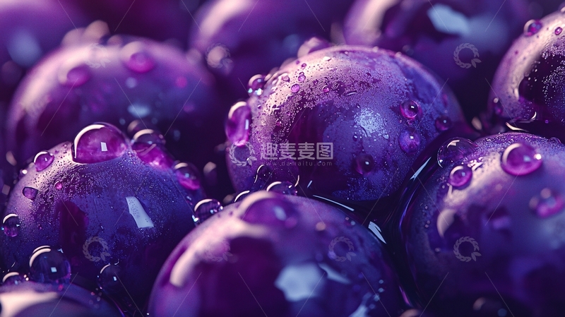 高清大图下载【趣麦麦图】紫色葡萄上的水珠