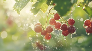 红色浆果上的水珠