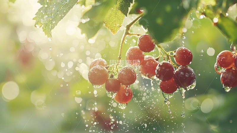 高清大图下载【趣麦麦图】红色浆果上的水珠