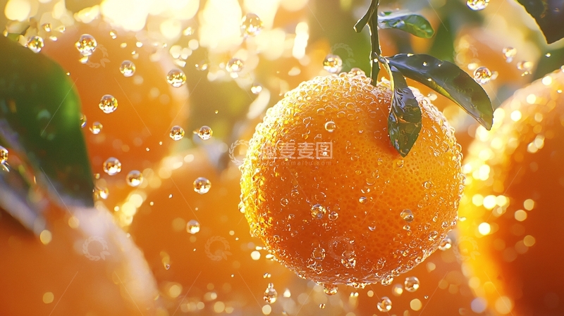 高清大图下载【趣麦麦图】水珠包裹的橘子