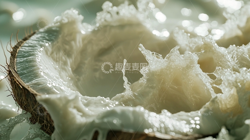 高清大图下载【趣麦麦图】椰子汁飞溅高清图片