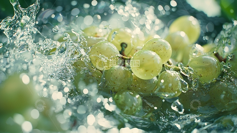 高清大图下载【趣麦麦图】葡萄在水中溅起水花
