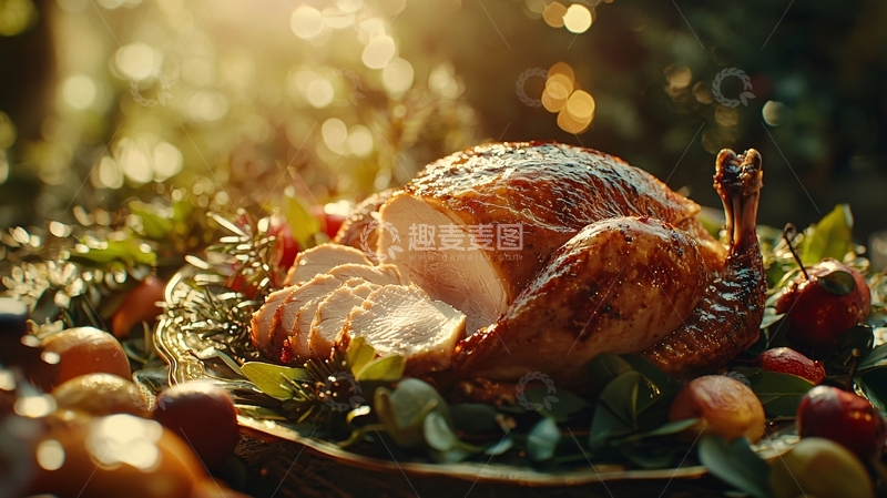 高清大图下载【趣麦麦图】烤火鸡美食静物
