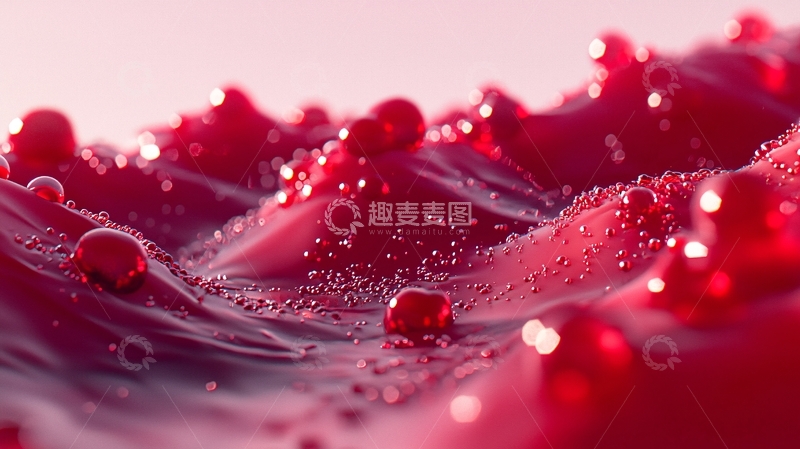 高清大图下载【趣麦麦图】红色液体上的水珠