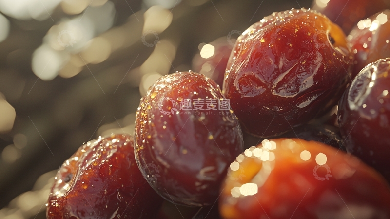 高清大图下载【趣麦麦图】棕色果实上的水珠特写