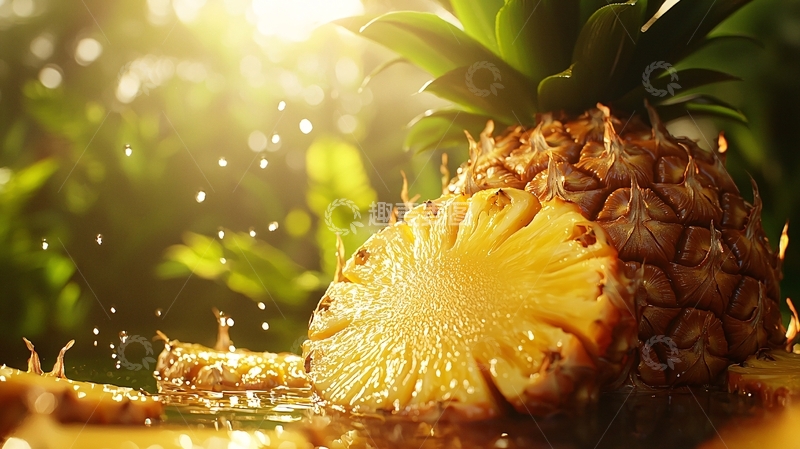 高清大图下载【趣麦麦图】菠萝切片阳光洒落