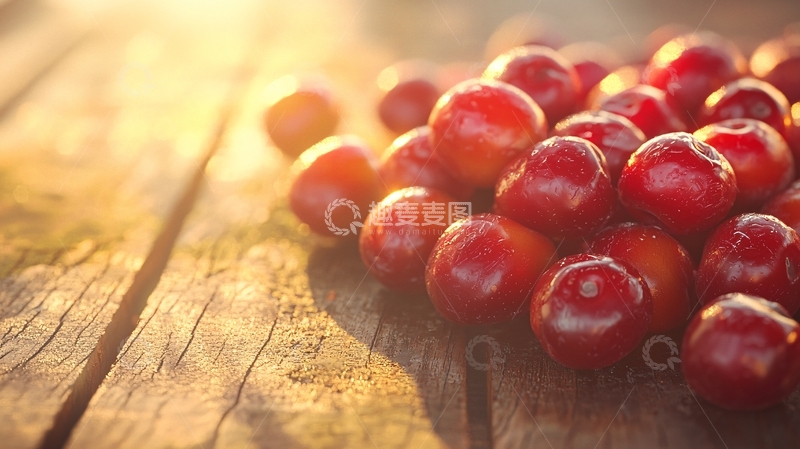 高清大图下载【趣麦麦图】新鲜红润李子在木板上