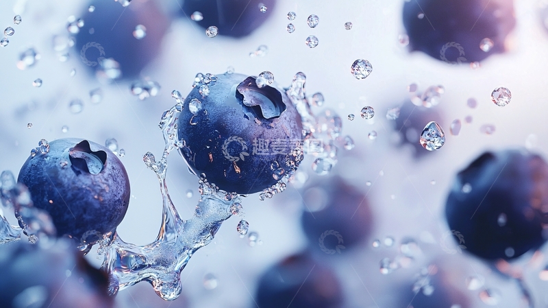 高清大图下载【趣麦麦图】蓝莓飞溅水花特写