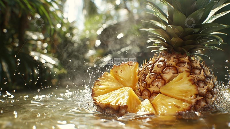 高清大图下载【趣麦麦图】菠萝在水中高清图片