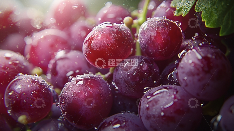 高清大图下载【趣麦麦图】-紫红色葡萄晶莹剔透