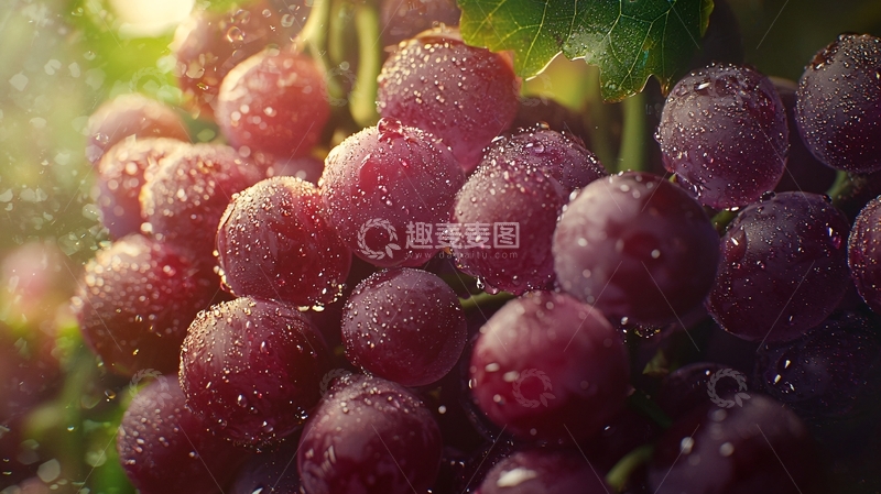 高清大图下载【趣麦麦图】紫红色葡萄晶莹剔透