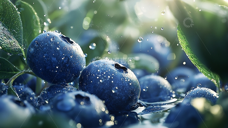 高清大图下载【趣麦麦图】蓝莓上晶莹的水珠