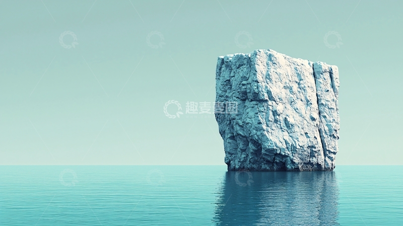 高清大图下载【趣麦麦图】蓝色背景下的冰山一角