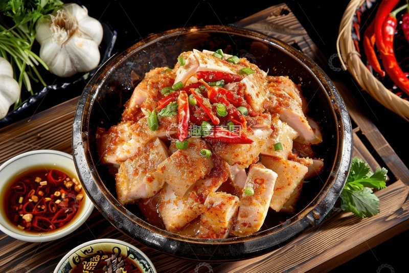 高清大图下载【趣麦麦图】一盘麻辣拌鸡肉块