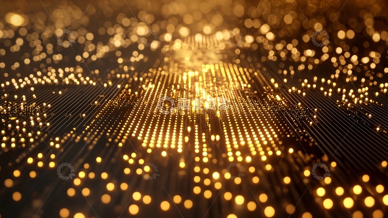 高清大图下载【趣麦麦图】金色光点组成的电路板