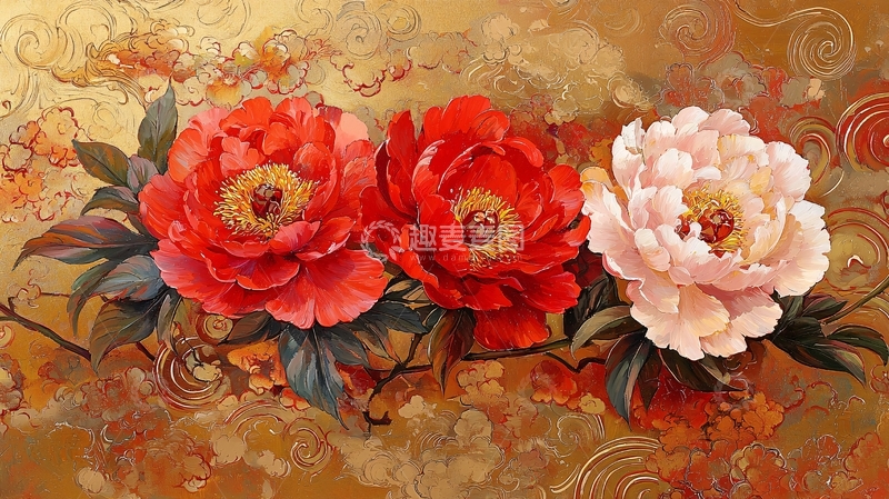 高清大图下载【趣麦麦图】红色牡丹花朵