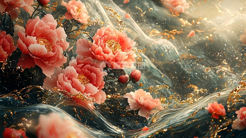 高清大图下载【趣麦麦图】粉色牡丹花在山间