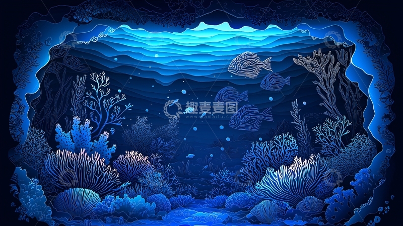 高清大图下载【趣麦麦图】海底洞穴高清图片