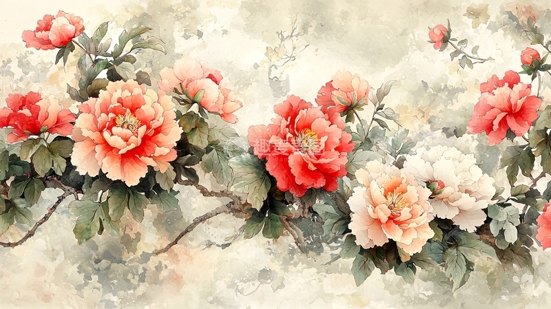 高清大图下载【趣麦麦图】水墨风牡丹花