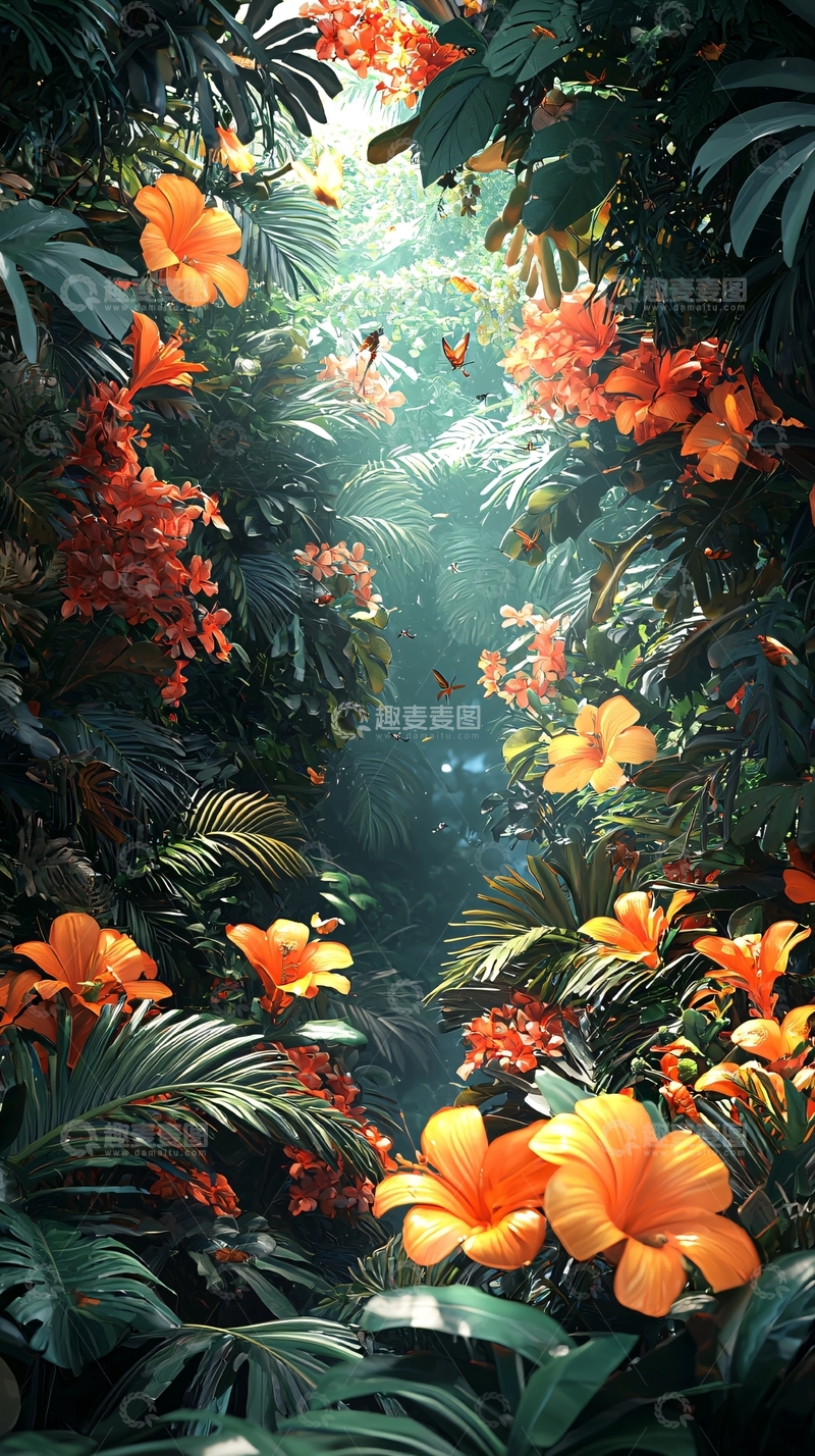 高清大图下载【趣麦麦图】热带花园鲜花盛开